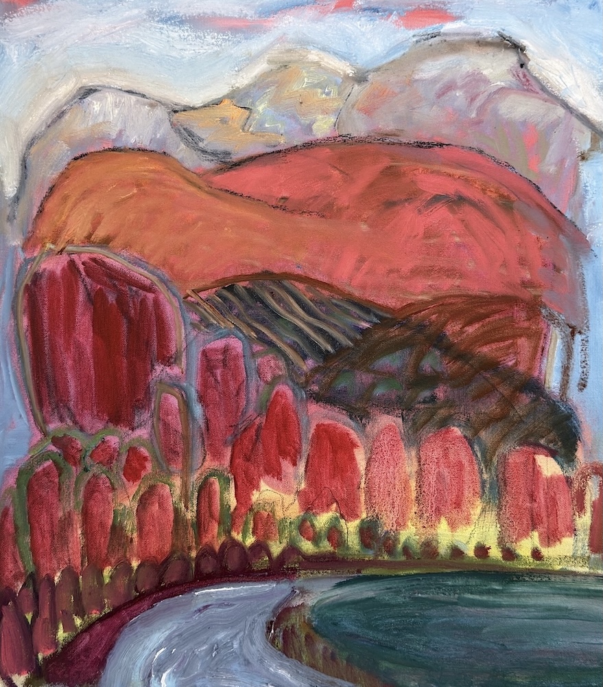 Anne Crowley painting at the Lockwood Gallery