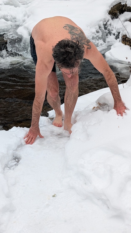 Paul climbing out of Peter's Kill in the Minnewaska State Park Preserve, NY
