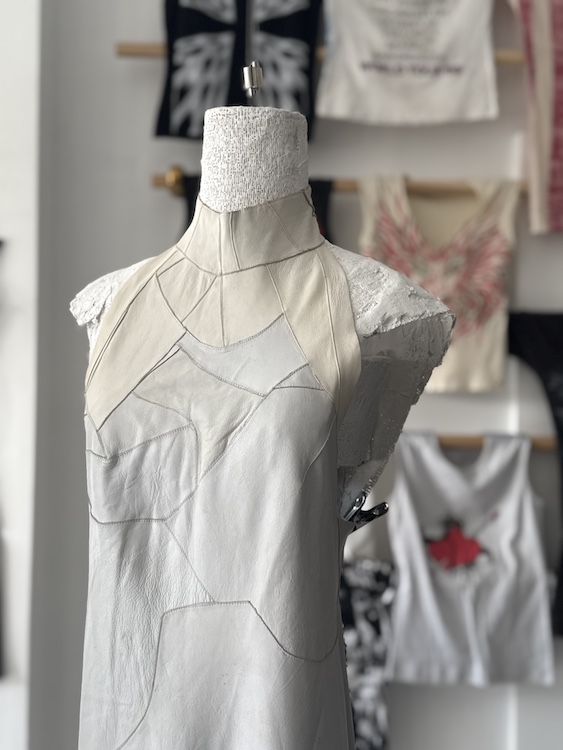 white dress details of Daryl Kerrigan work at Verse Work/Shop in Red Hook NY