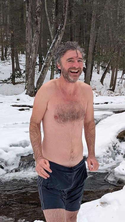 Paul Willis took a Polar Bear Plunge into Peter's Kill in the Minnewaska State Park Preserve, NY