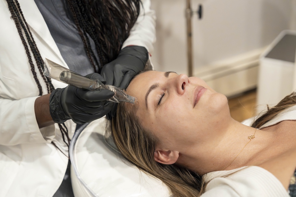 woman getting a facial at Haven Spa + La Lume Aesthetics in Rhinebeck NY