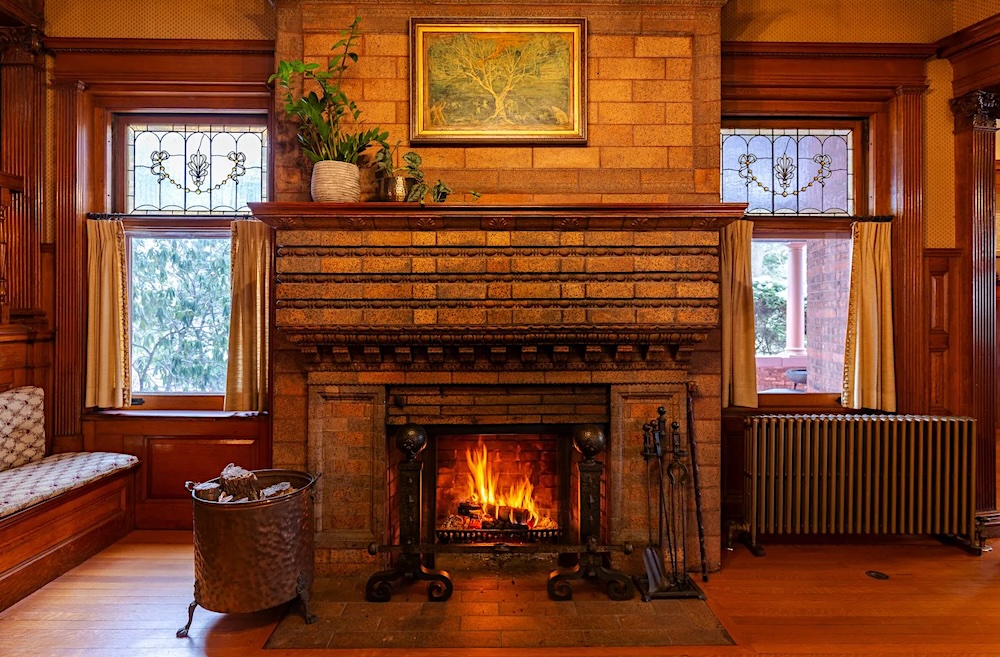 On the Market: fireplace at The Coykendall House a Stunning Queen Anne Victorian