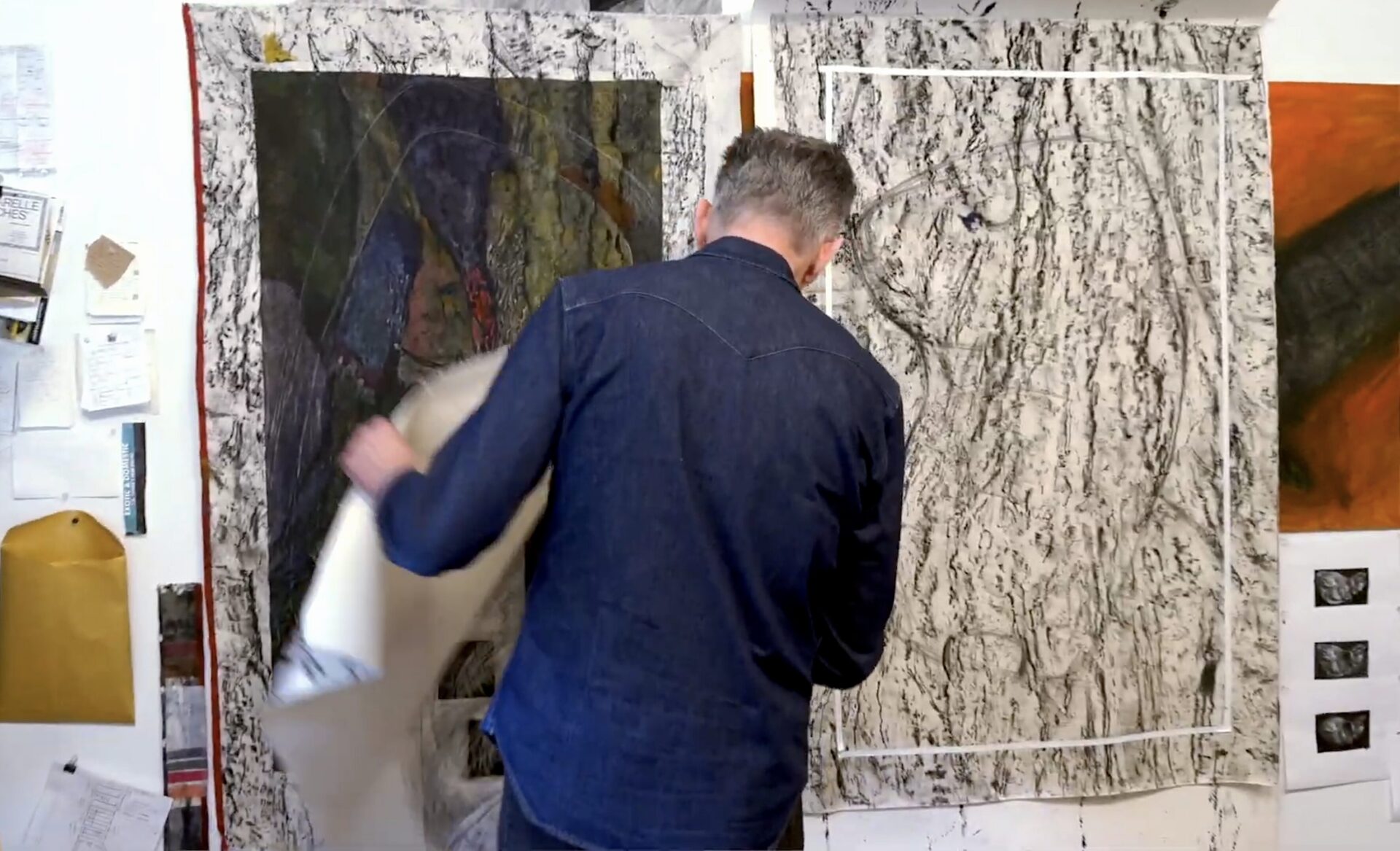 Artist Iain Machell in his studio in Stone Ridge, NY.