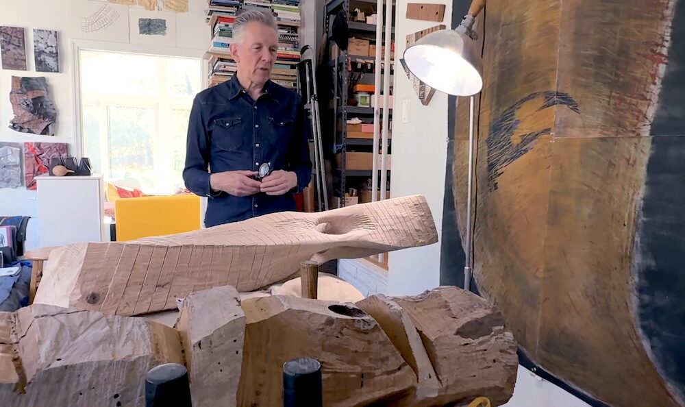 Sculptor Iain Machell in his studio in Stone Ridge, NY.