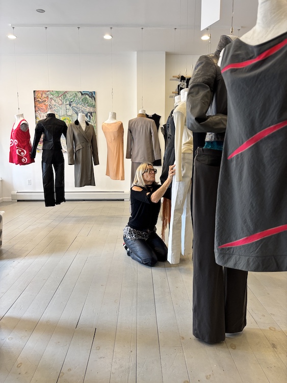 Daryl Kerrigan mending at Verse Work/Shop in Red Hook NY