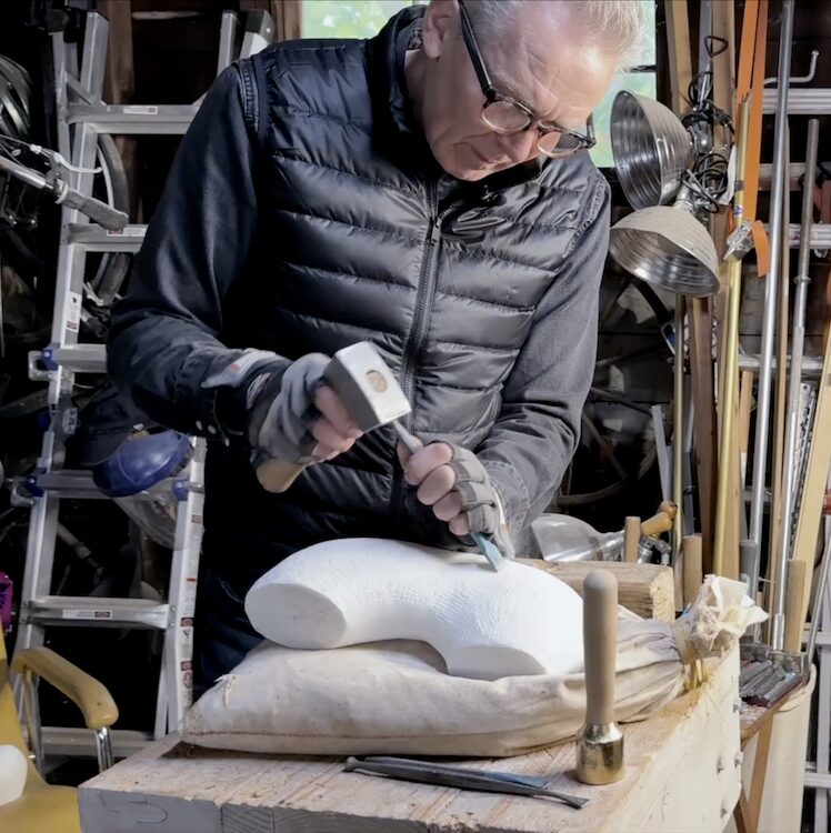 Sculptor Iain Machell in his studio in Stone Ridge, NY.