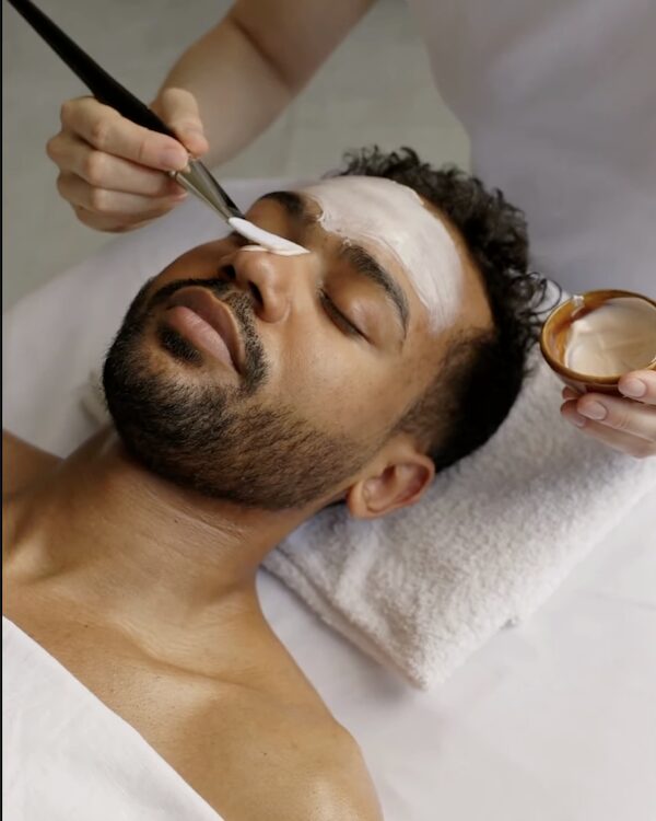 man getting a facial at Diamond Mills in Saugerties NY