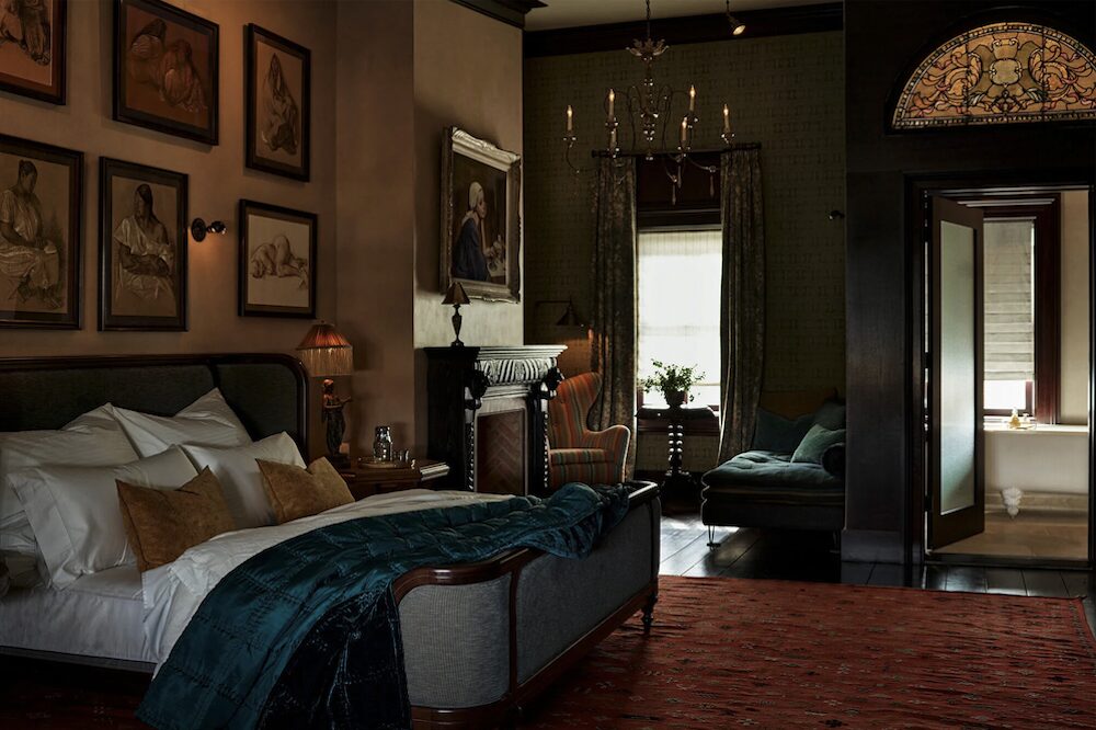 bedroom suite at The Maker Hotel in Hudson NY