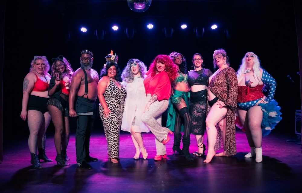 Burlesque performers on stage