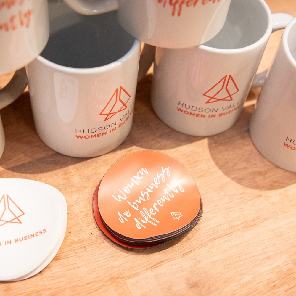 Mugs and coaster for HVWIB event in Hudson Valley, NY