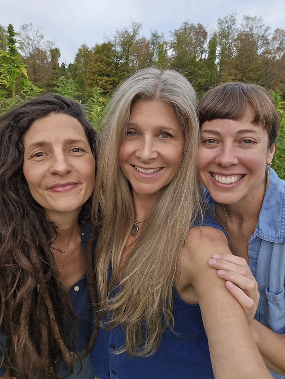 Jenny Hindes of Skyrose Cannabis farm with Melissa Gibson and Courtney Beaupre of HERbal Woodstock.