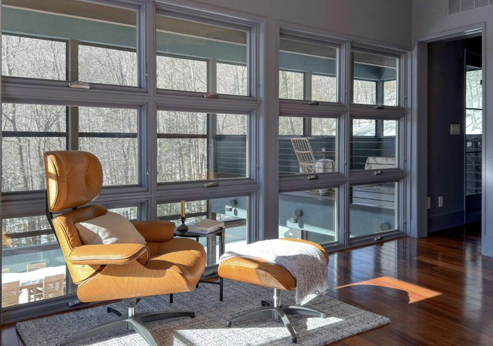bedroom corner with mid-centruy furniture