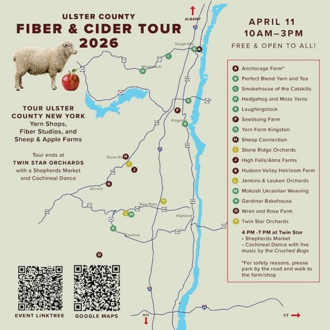 Map Ulster County Fiber & Cider Tour