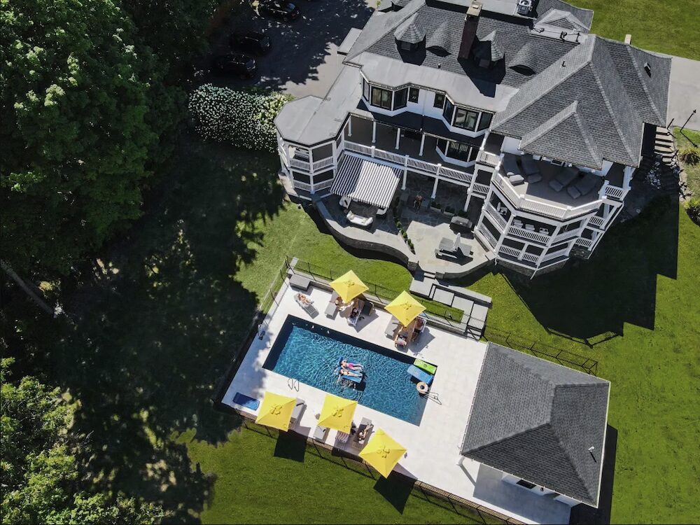 aerial view of the 1891 Manor House in Esopus, Ulster County NY