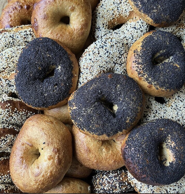 multiple different types of bagels at Circles in Hudson NY