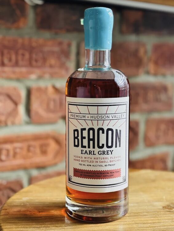 Beacon Earl Grey Vodka bottle by Denning’s Point Distillery in Beacon NY