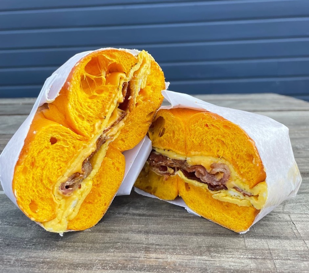 egg bagel breakfast-sandwich at Hudson Bagels in Hudson NY