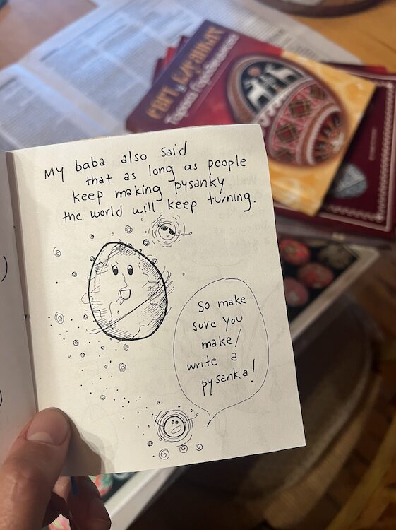 right side of a card for the Pysanky Workshop for Ukraine by Sasha Botanica