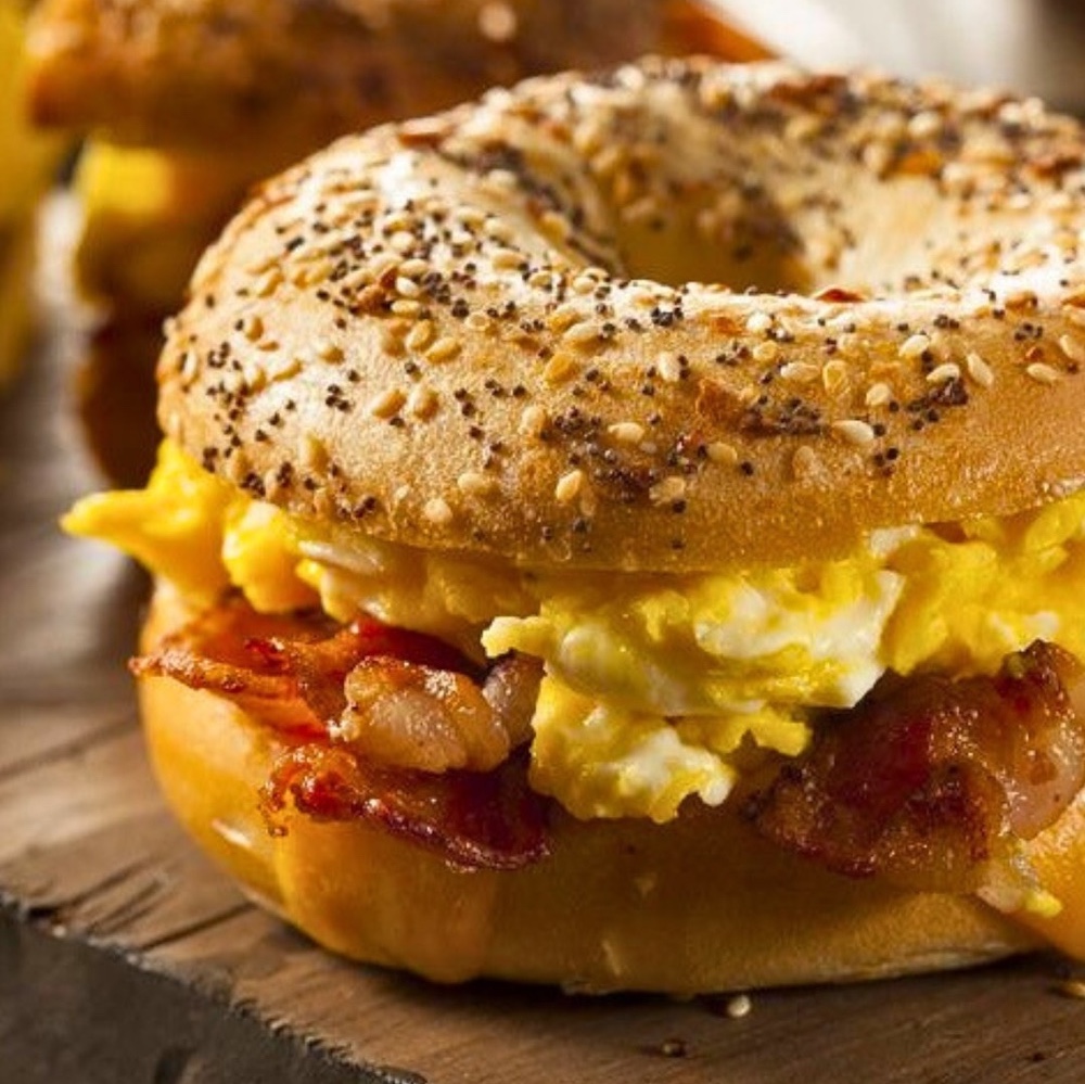 breakfast bagel sandwich at Downtown Bagels in Newburgh NY