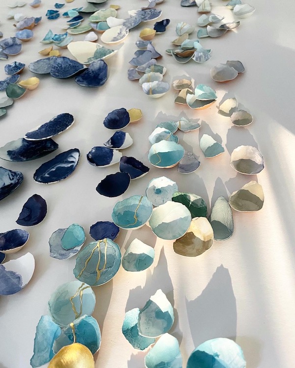 Porcelain eggshell installation by Hudson Valley Artist Elisa Sheehan.