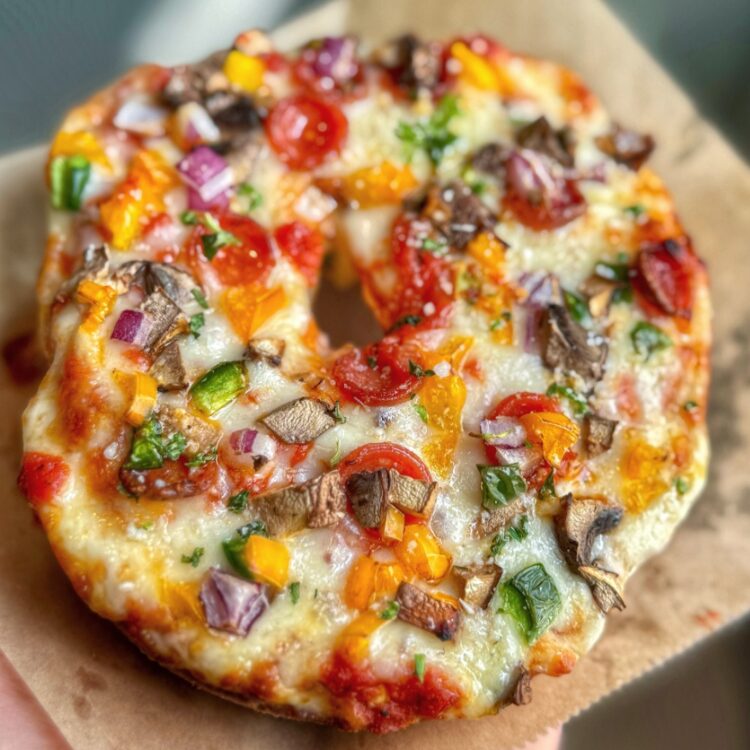 pizza bagel at Rhinebeck Bagels in Rhinebeck NY