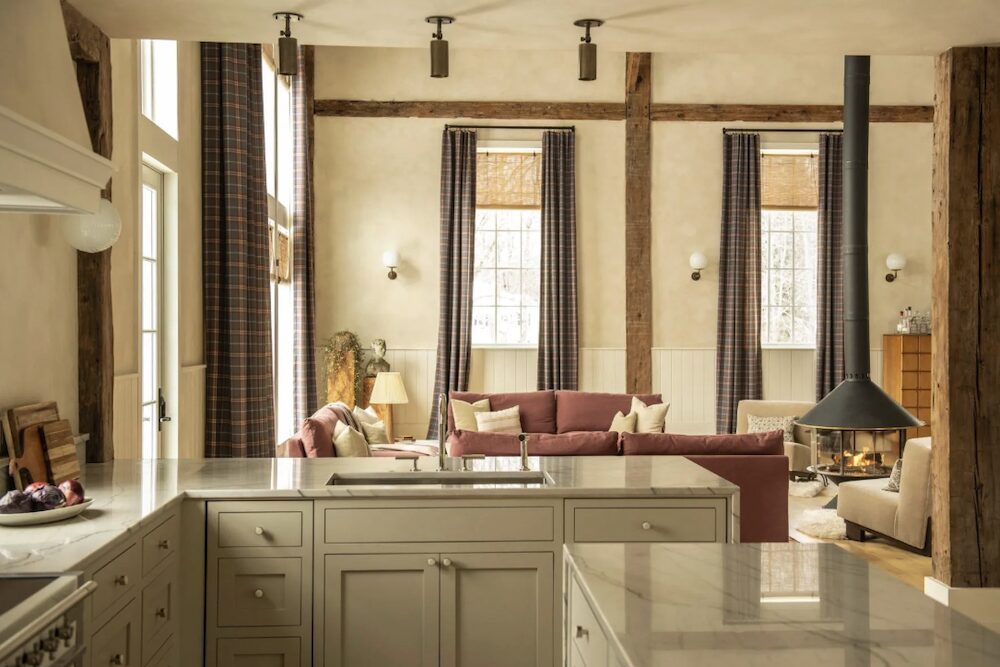 kitchen to living room space at 1174 Potter Mountain Road in Gilboa NY