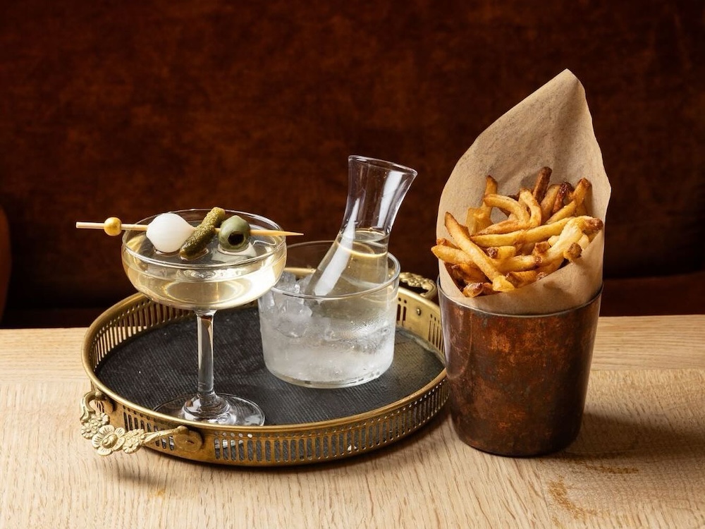 martining and fries at Hotel Kinsley in Kingston NY