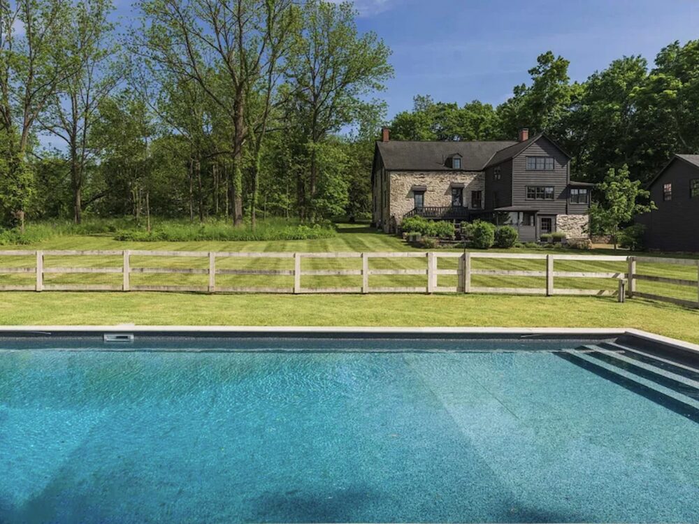 pool at the Refined and Elegant Georgian Stone mansion estate in Hurley, Ulster County NY