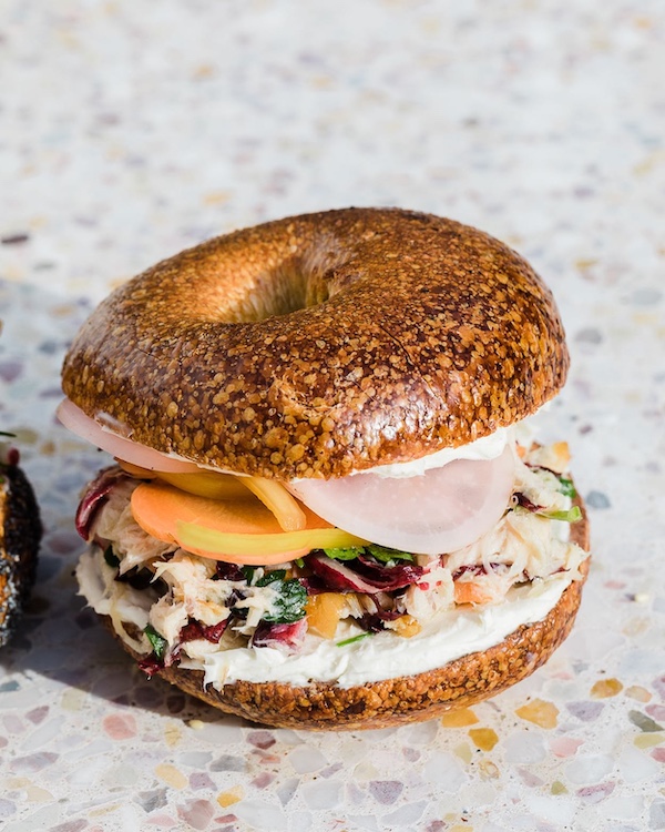 bagel sandwich at Fantzye Bagels in Kingston NY