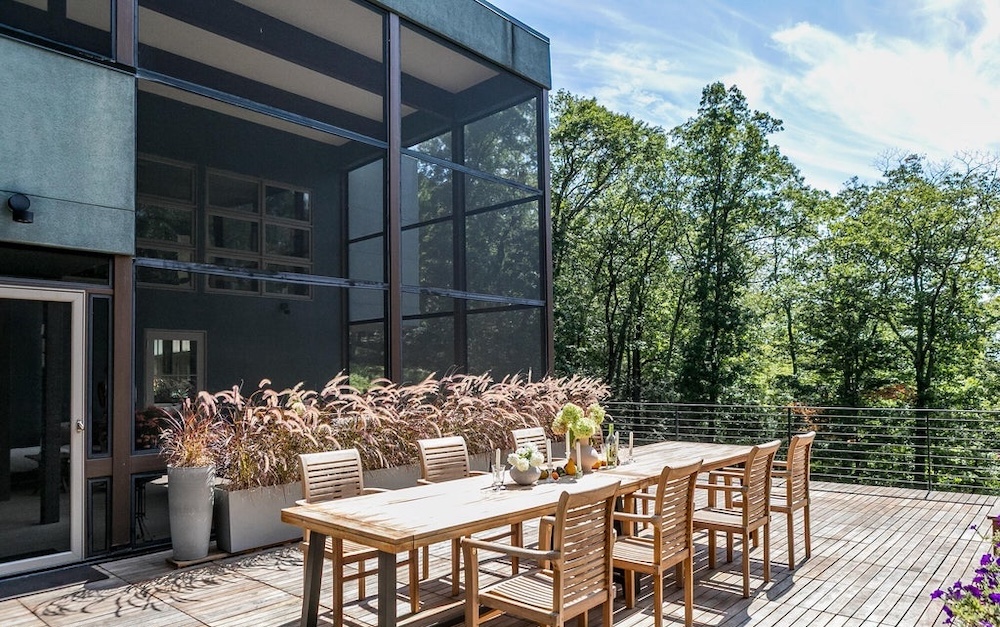 outside deck Meads Mountain Road Woodstock NY Luxury Listing