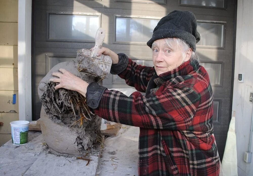 Amy Trompetter creating a a paper mache puppet from scratch