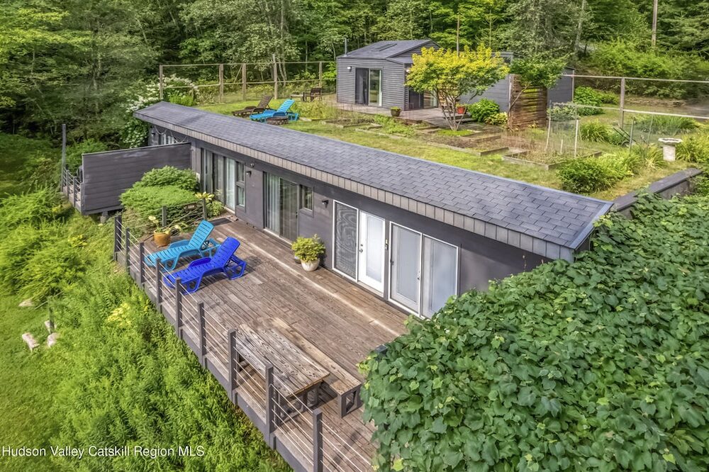 aerial view of deck at 166 Todd Hill Road, West Kill NY