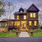 exterior shot of house at sunset at 4174 Route 9W, Saugerties NY