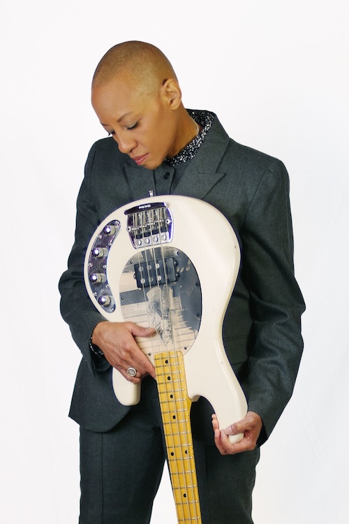 Gail Ann Dorsey and her guitar