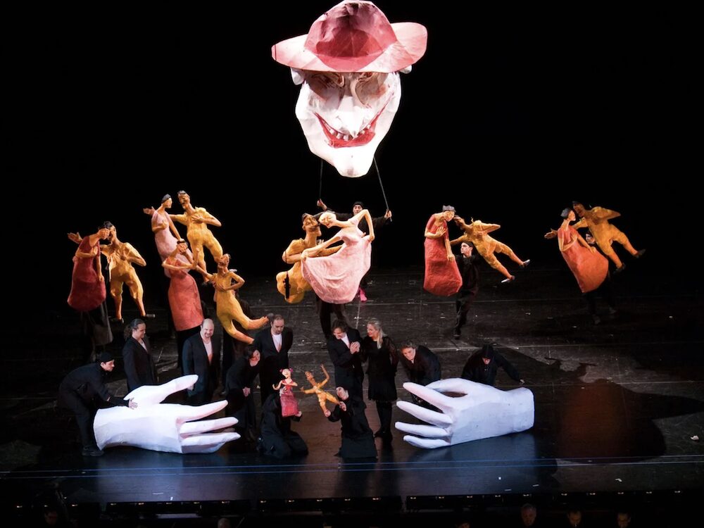 hand, face and more puppets on stage at Redwing Blackbird Theater