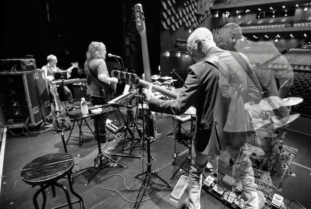 King Crimson with Tony Levin playing bass on stage