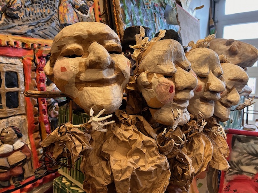 multiple face puppets at Redwing Blackbird Theater in Rosendale NY