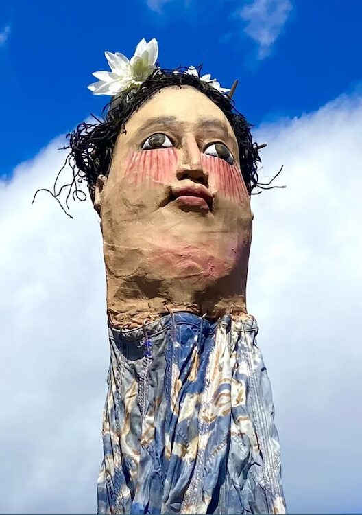 woman puppet with sky background by Amy Trompetter