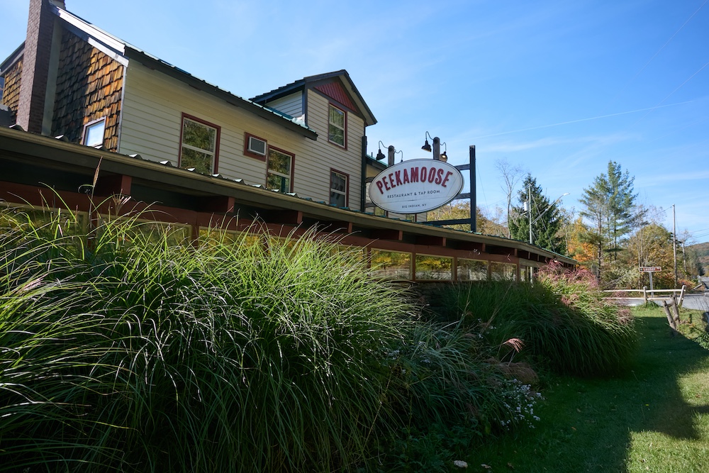 Summertime view of the exterior at Peekamoose Restaurant & Taproom in Big Indian NY