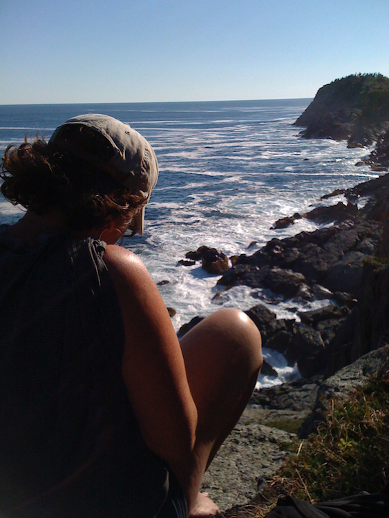 Artist Kate McGloughlin painting at Monhegan Island, Maine.