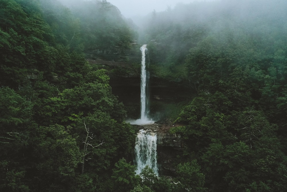 Waterfall in the woods by Peter Crosby