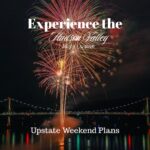 Independence Day Fireworks on Walkway Over the Hudson with the "Experience the Hudson Valley" and "Upstate Weekend Plans" text written across the photo.