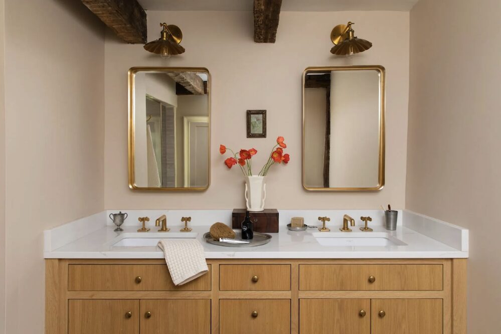 Master bathroom sink at 809 North Quaker Hill Road, Pawling NY.