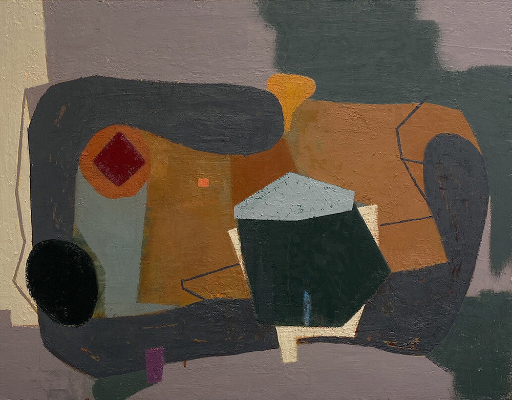Carpenter's Table. Oil on paper on wood, 14"x18" Mixed media by David Hornung. 