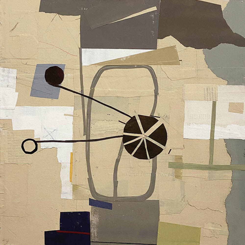 Coupler by David Hornung. Mixed Media on wood panel 12"x12".