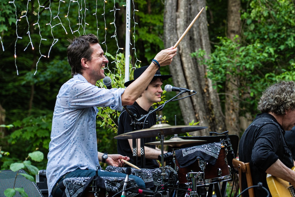Drummer from Lost Leader at Waterfall Sessions with Ginger Winn at Woodstock Way Hotel in Woodstock, NY.