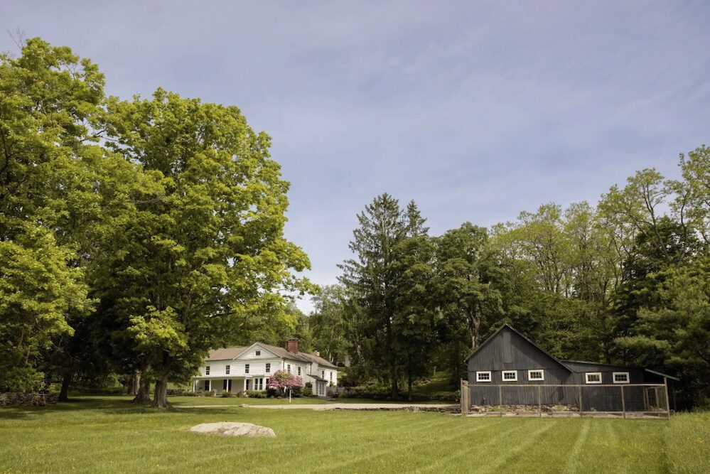 A distance shot of the house and barn and land at 809 North Quaker Hill Road, Pawling NY.
