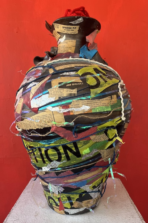 Hudson Valley artist Christina Varga collaged vessel