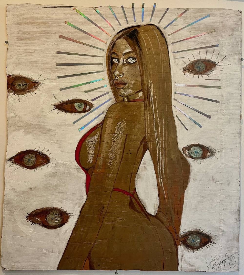 Christina Varga mixed media portrait Baby Krasivaya