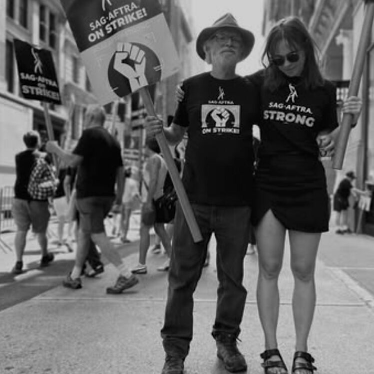 Brad and Fiona Dourif on strike with SAG.